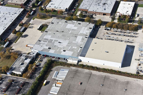 Carol Stream industrial building aerial